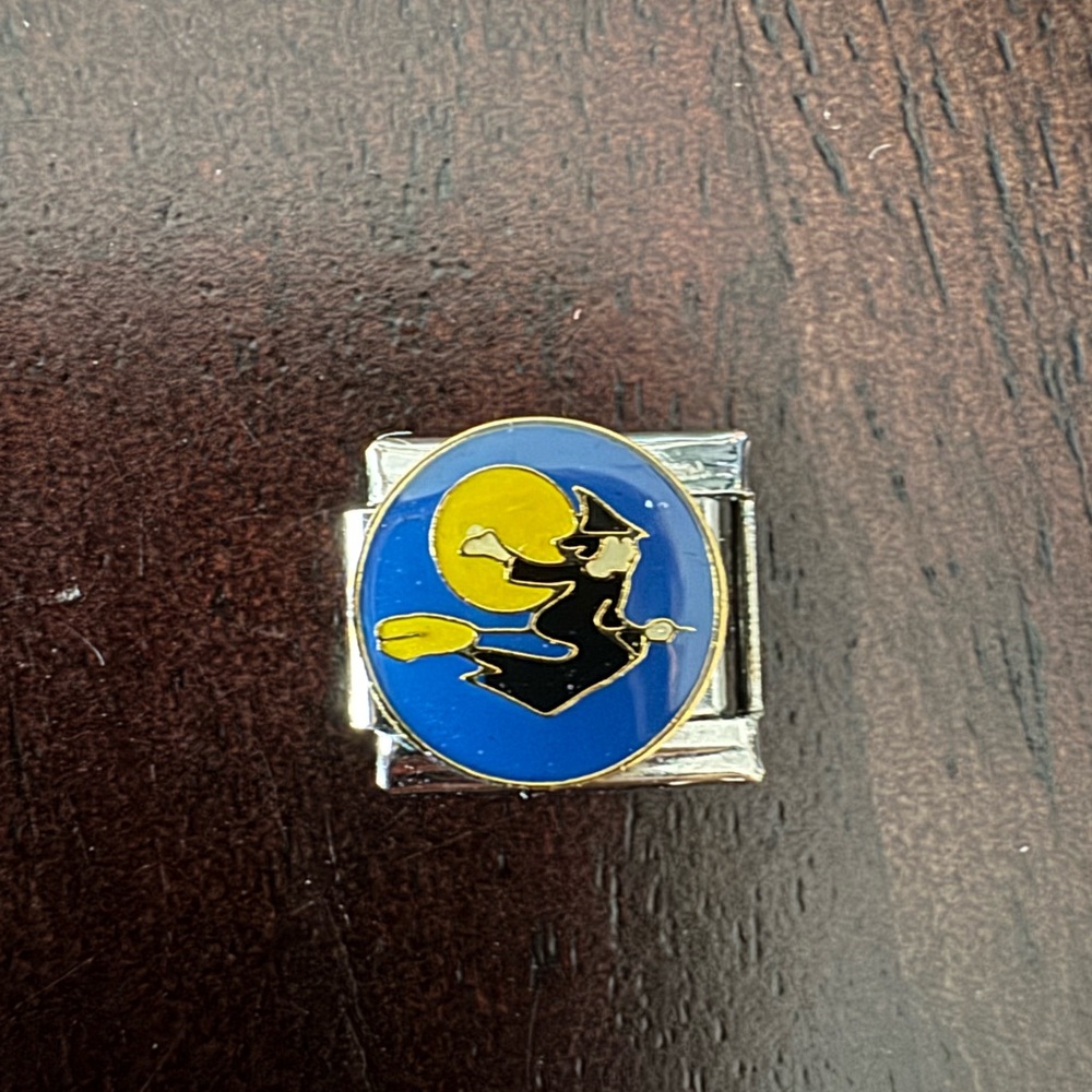 witch on a broomstick Italian charm link